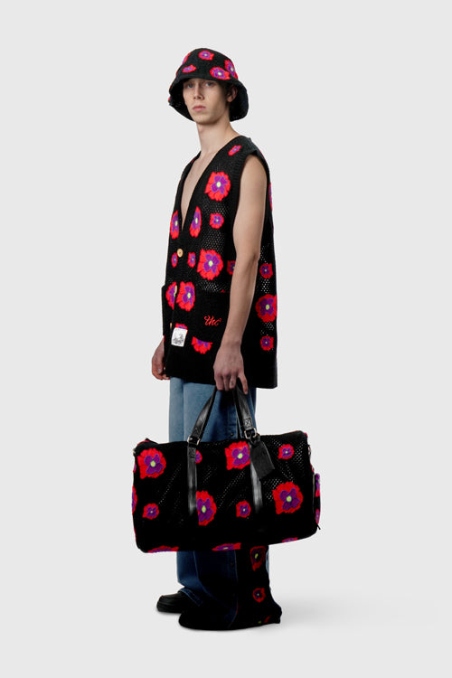 The Hideout Clothing - Opium Poppy Flower Crochet Sleeveless Cardigan