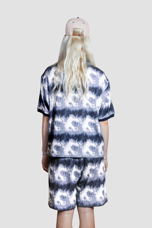 Cloud Pattern Short-Sleeve Knit Polo Shirt model