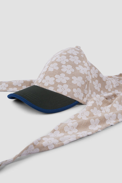Flowers Pattern Tie Back Cap