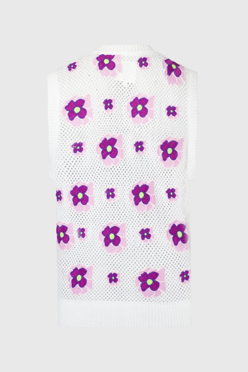 The Hideout Clothing - Opium Poppy Flower Crochet Sleeveless Cardigan