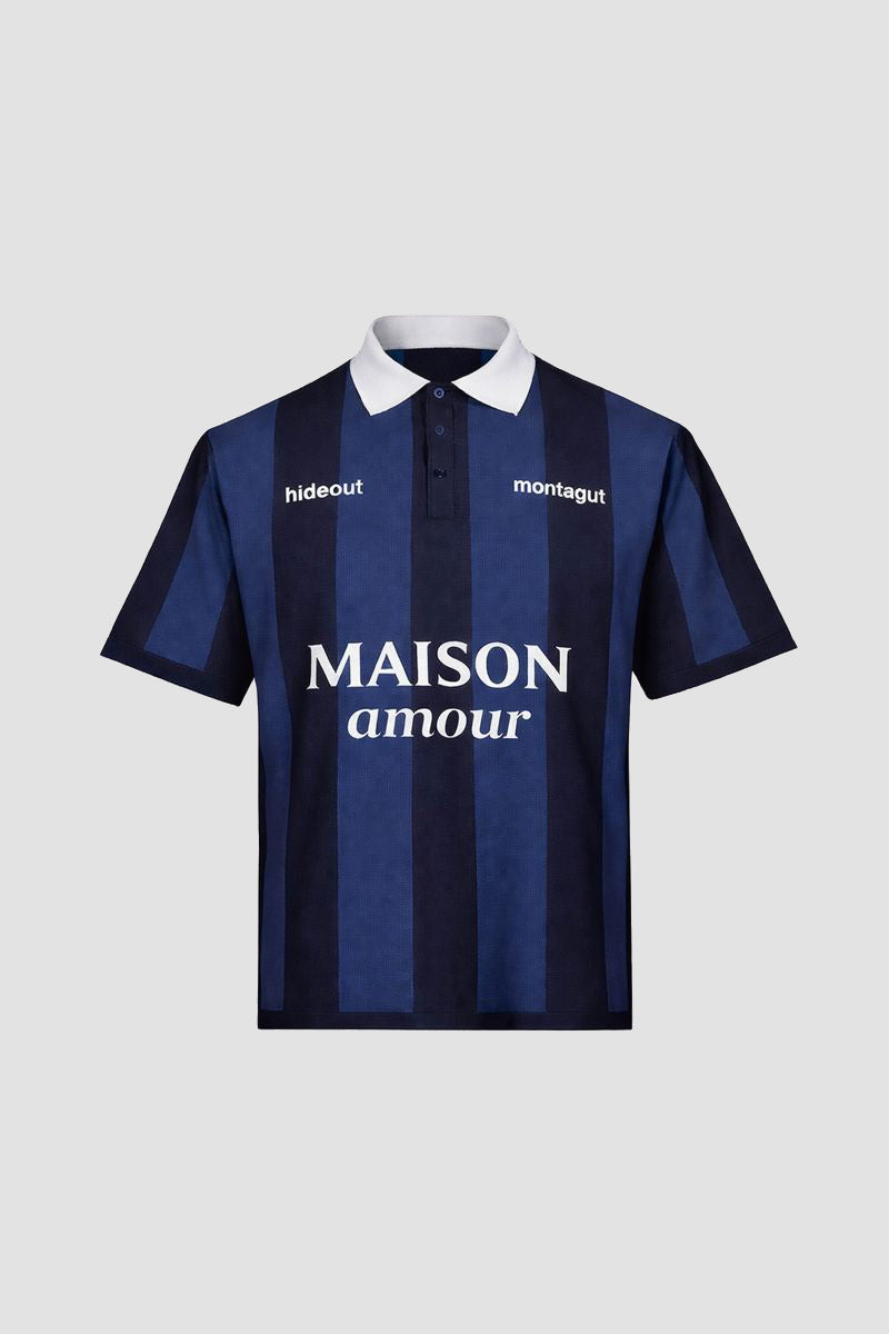 hideout x Maison Montagut Chicago Fil Lumière® Soccer Polo navy-black